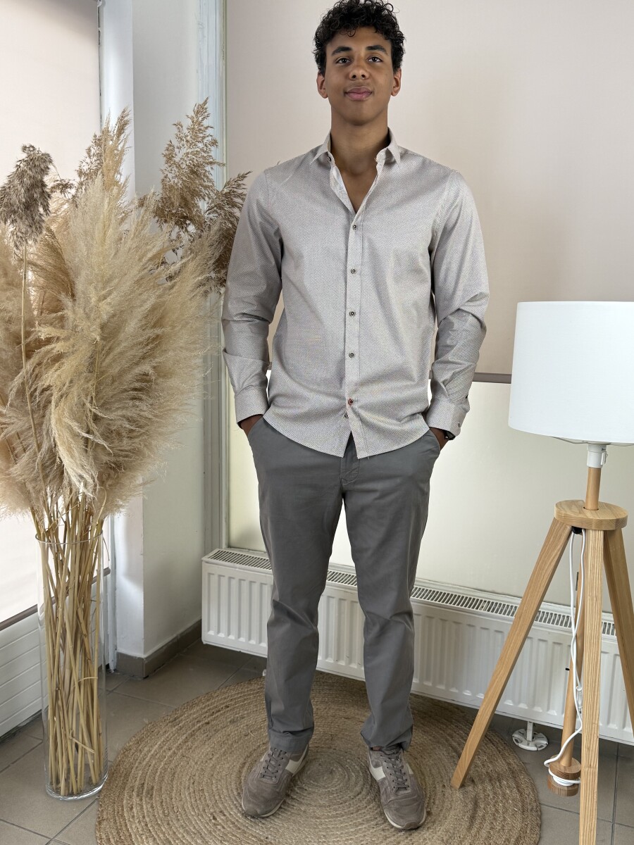 Apró mintás ing - bézs - Kép 13