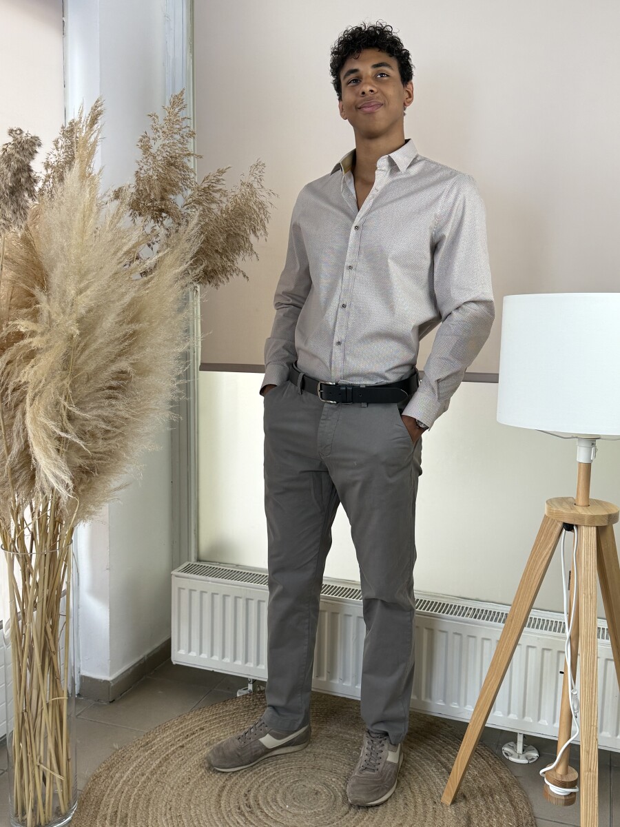 Apró mintás ing - bézs - Kép 7