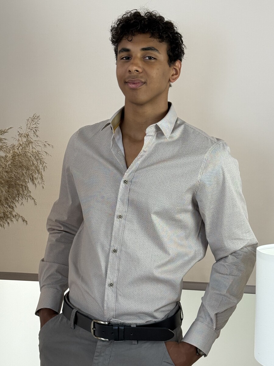 Apró mintás ing - bézs - Kép 15