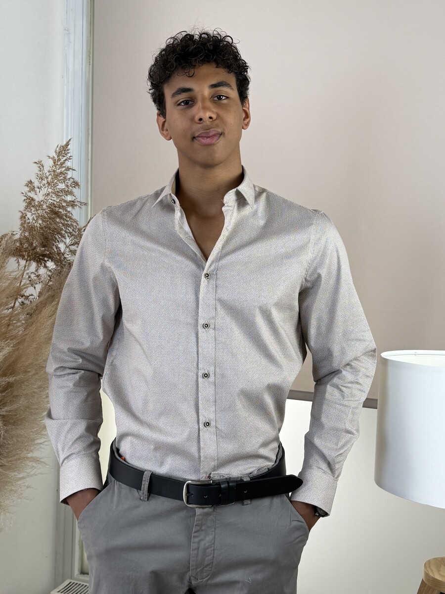 Apró mintás ing - bézs - Kép 5