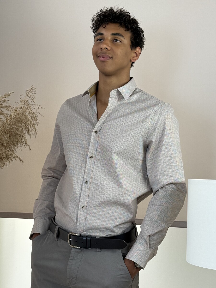 Apró mintás ing - bézs - Kép 10