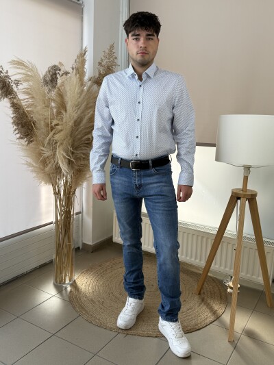 Koptatott férfi farmer - farmerkék