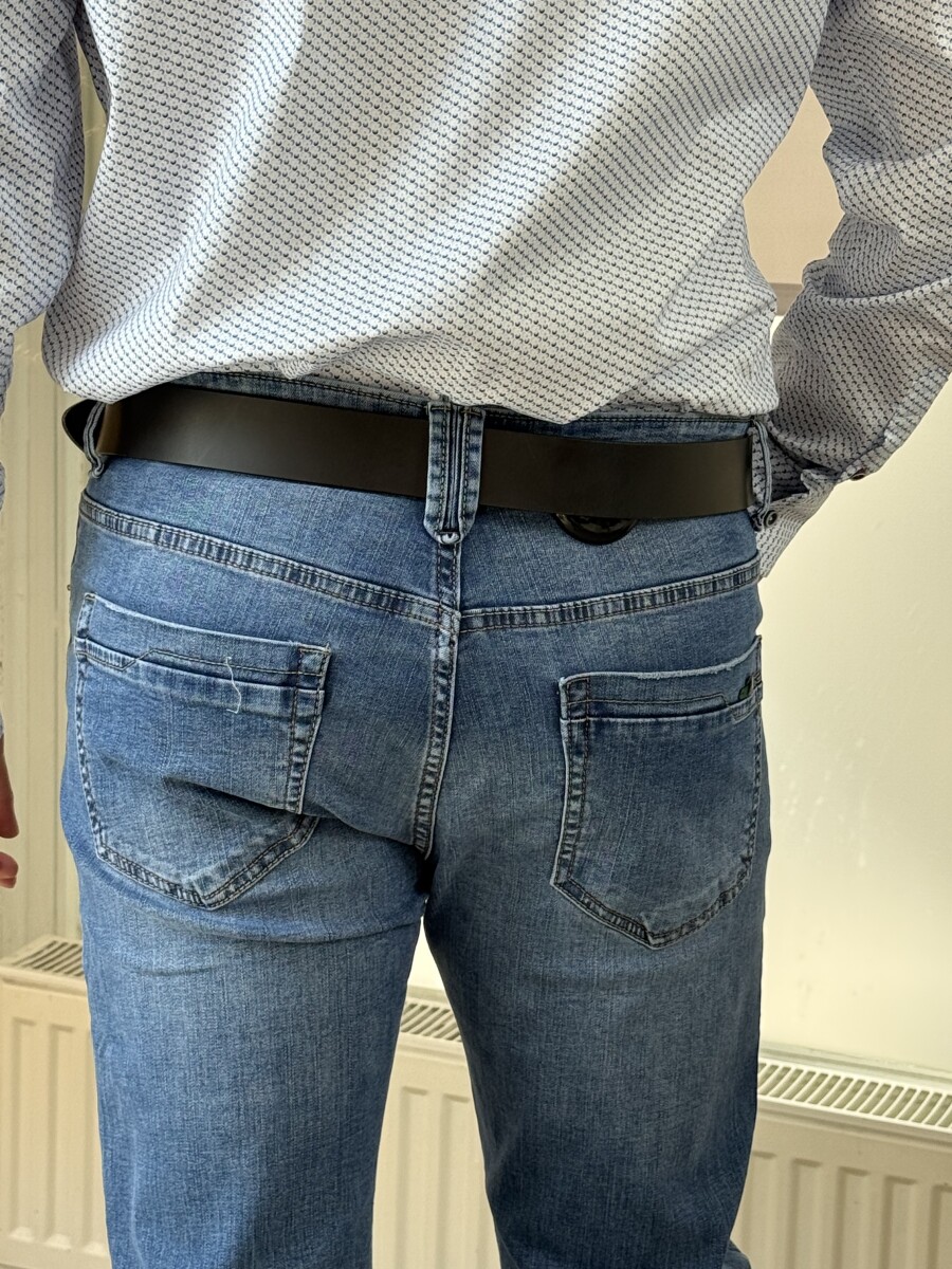 Koptatott férfi farmer - farmerkék - Kép 12