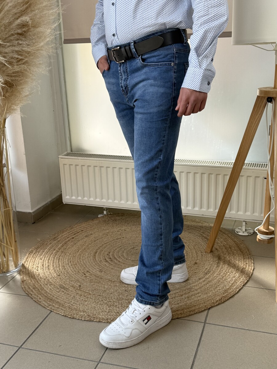 Koptatott férfi farmer - farmerkék - Kép 8