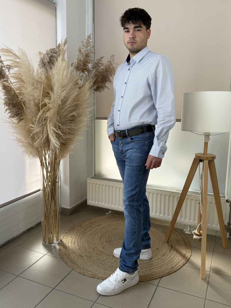 Koptatott férfi farmer - farmerkék - Kép 3