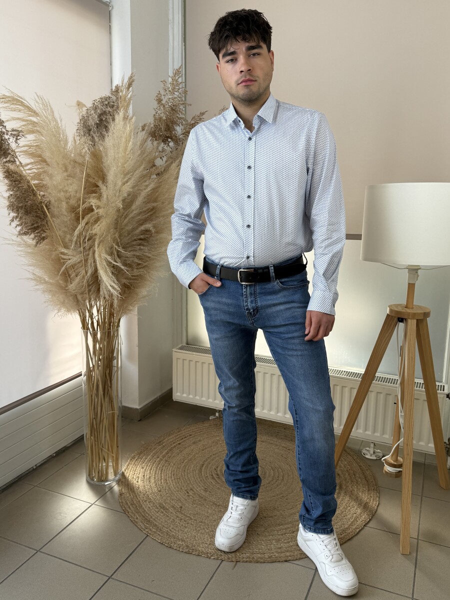 Koptatott férfi farmer - farmerkék - Kép 9