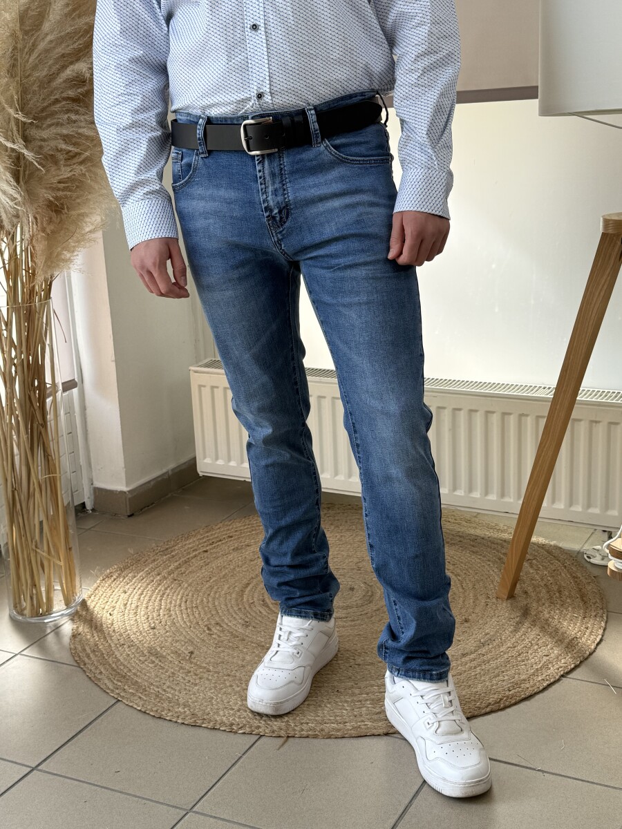 Koptatott férfi farmer - farmerkék - Kép 4