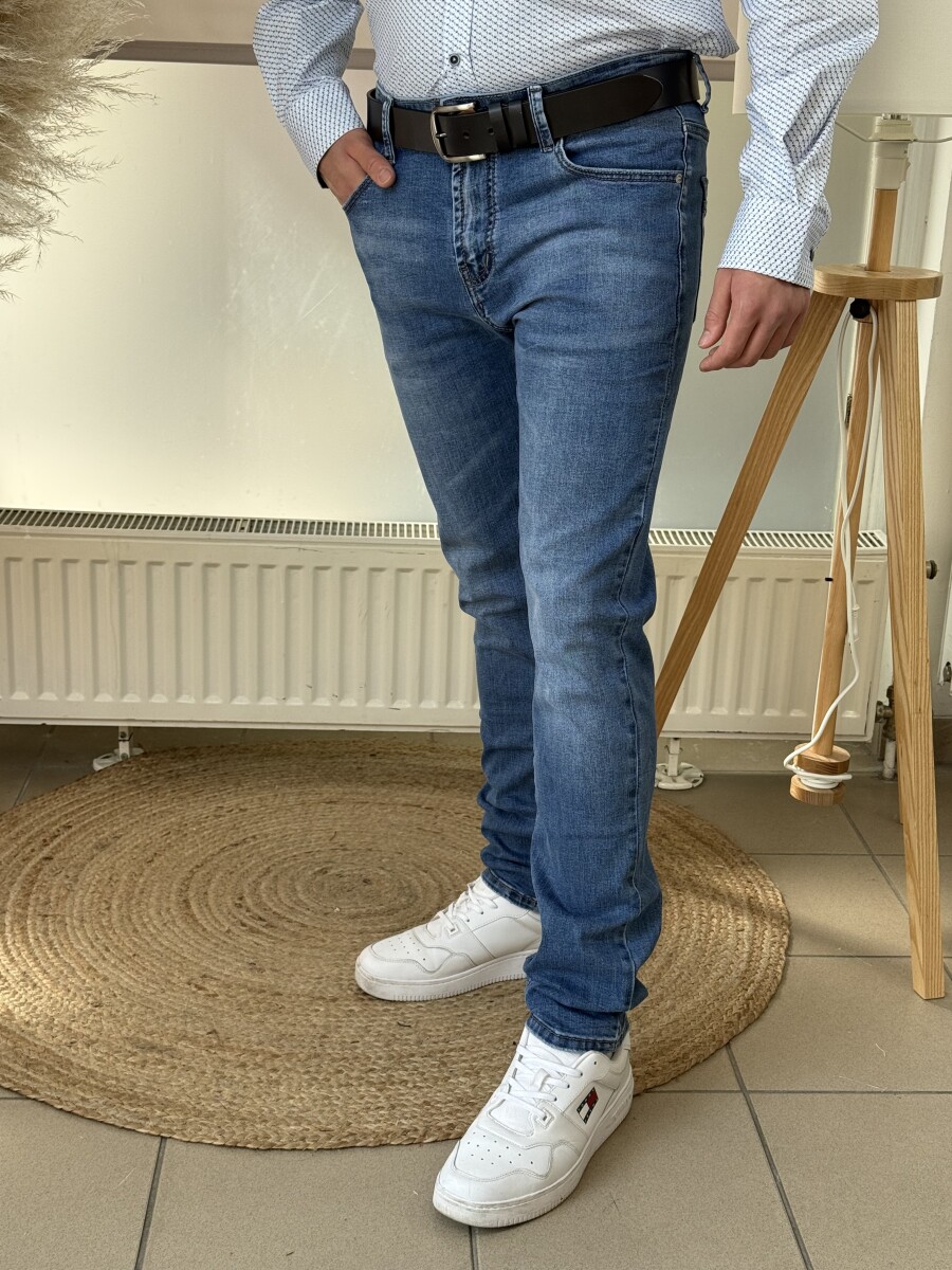 Koptatott férfi farmer - farmerkék - Kép 10