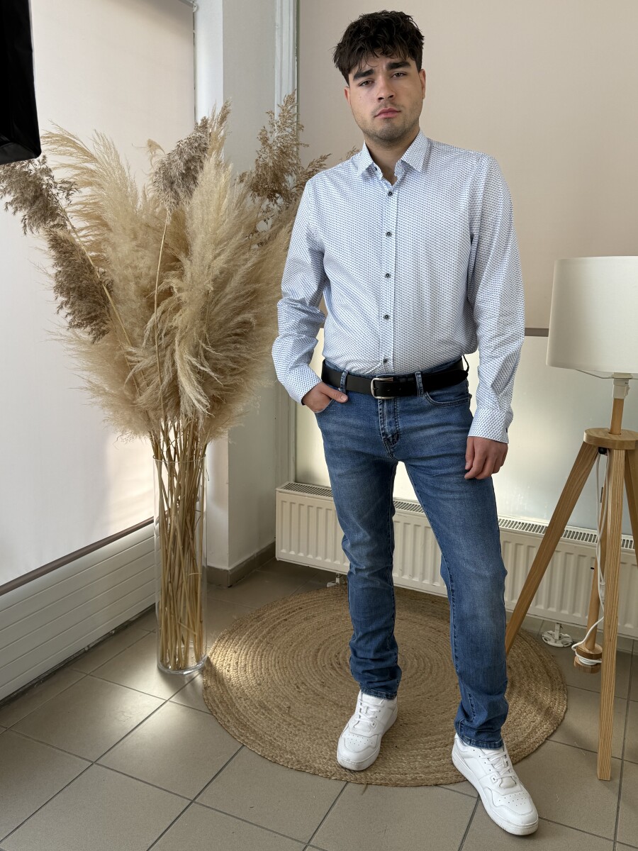 Koptatott férfi farmer - farmerkék - Kép 11