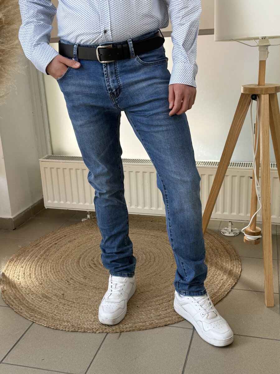 Koptatott férfi farmer - farmerkék - Kép 12