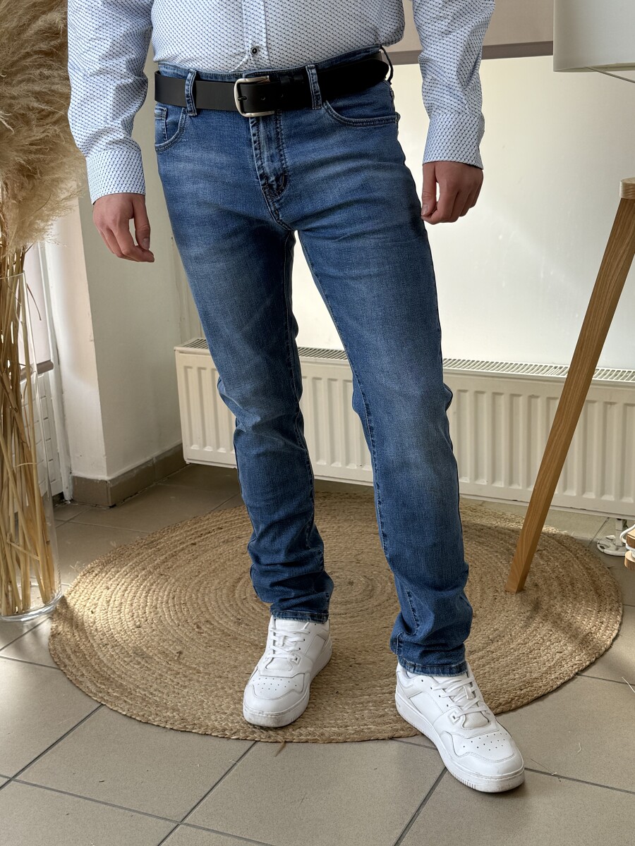 Koptatott férfi farmer - farmerkék - Kép 9