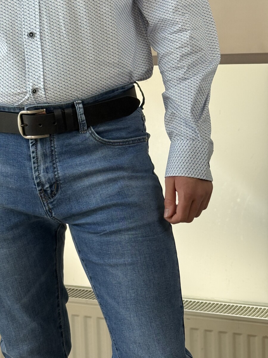 Koptatott férfi farmer - farmerkék - Kép 5