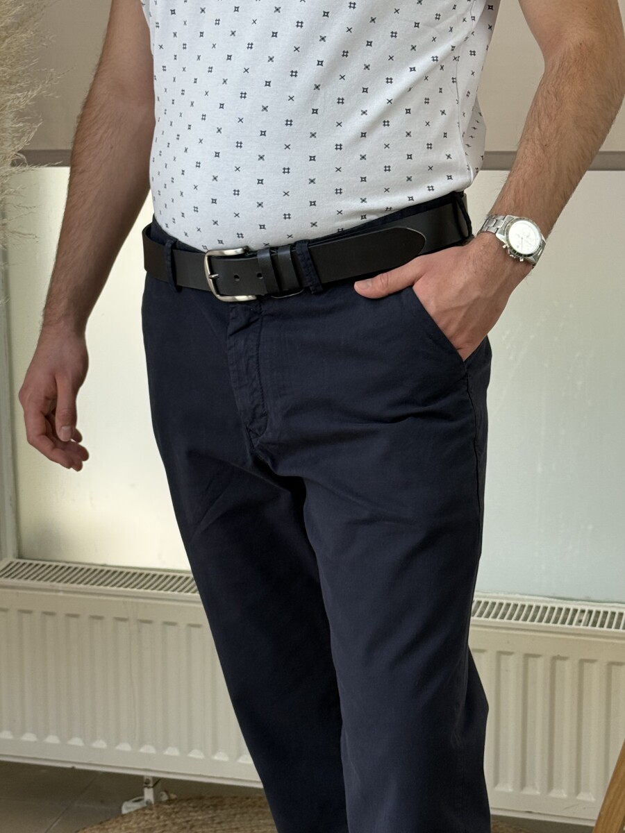 Férfi vászon nadrág - sötétkék - Kép 10