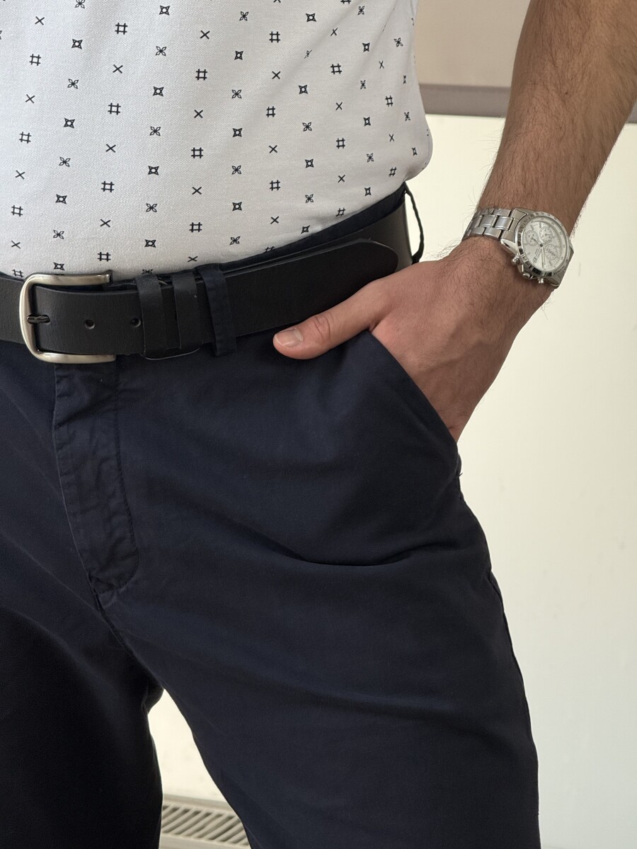 Férfi vászon nadrág - sötétkék - Kép 11