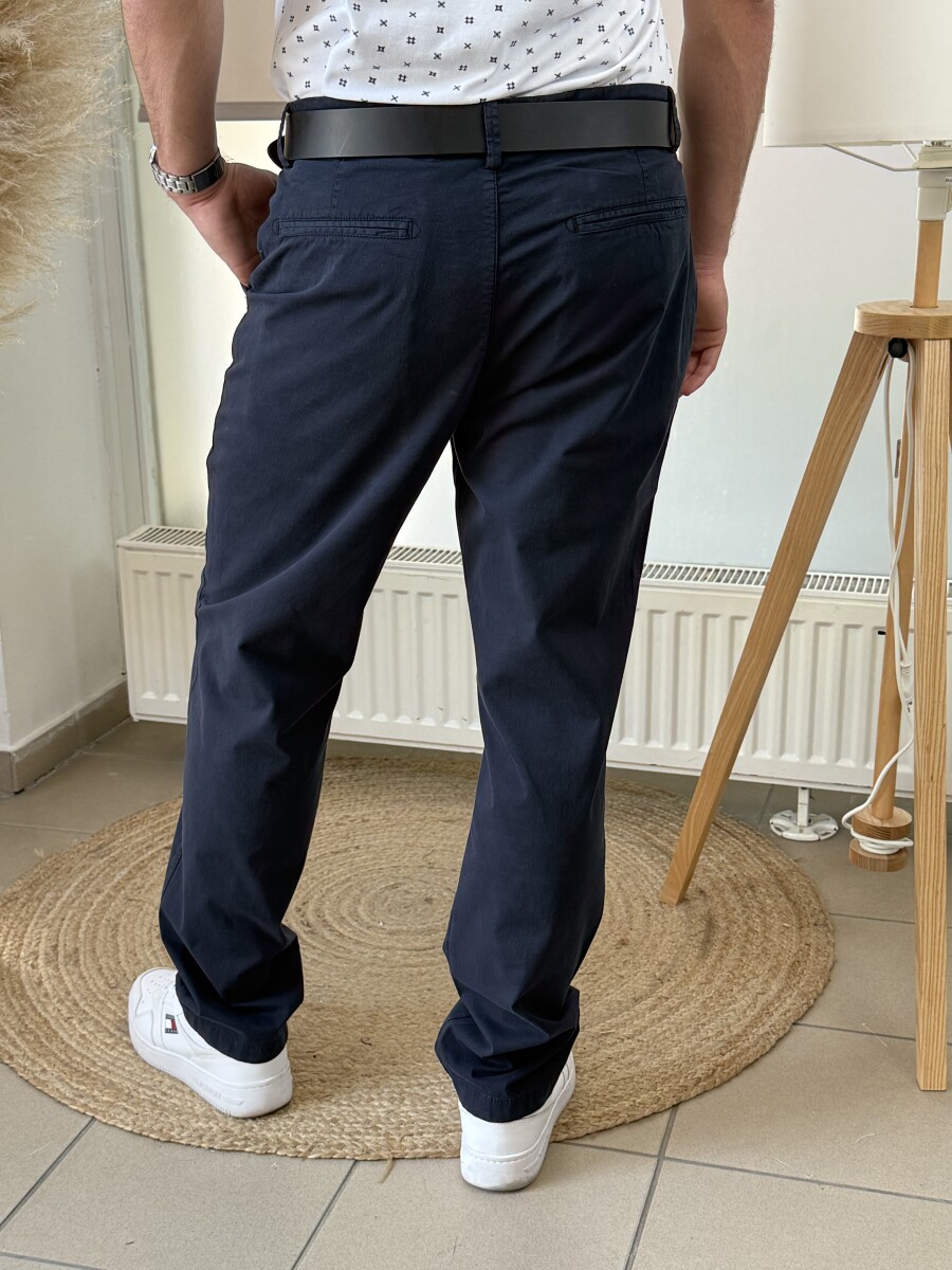 Férfi vászon nadrág - sötétkék - Kép 8