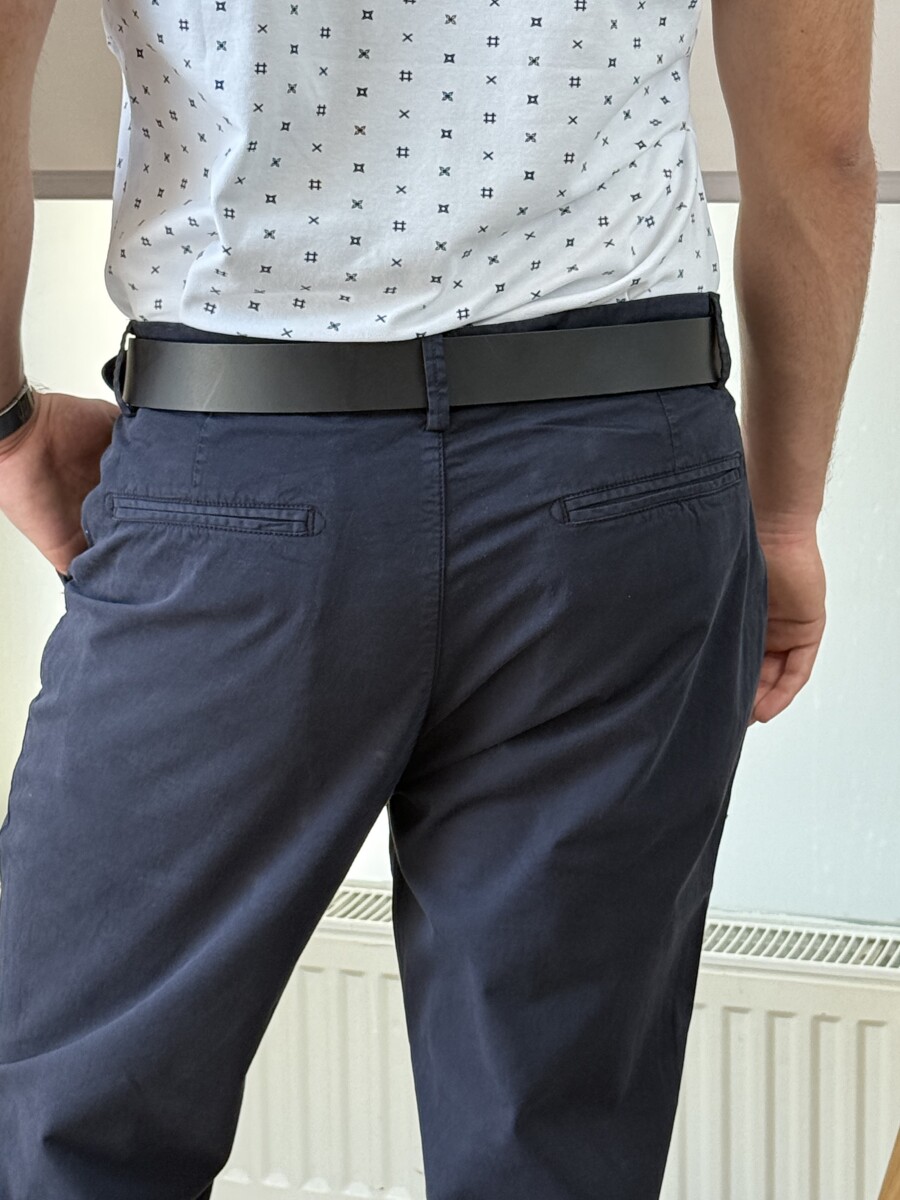 Férfi vászon nadrág - sötétkék - Kép 12