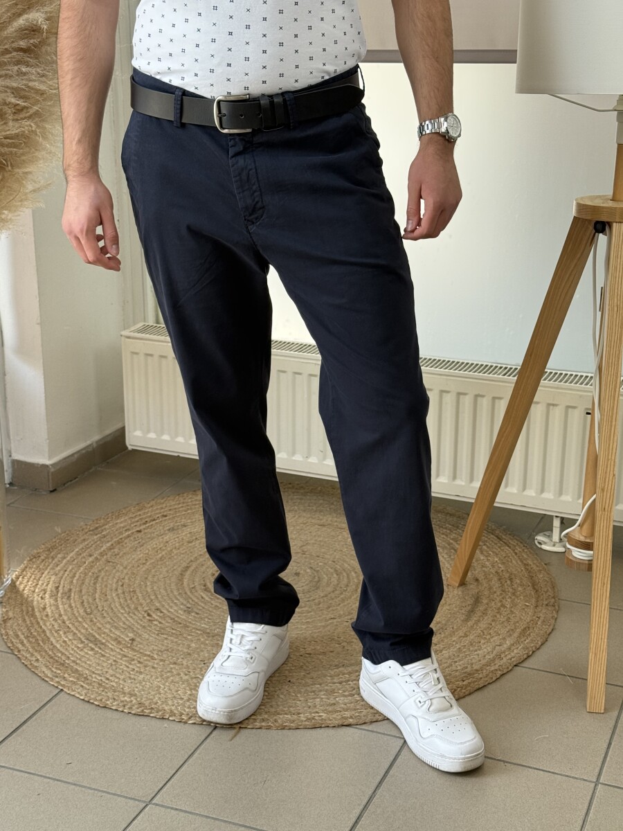 Férfi vászon nadrág - sötétkék - Kép 4