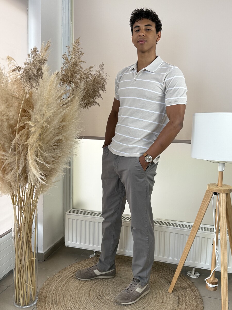 Férfi vászon nadrág - homok - Kép 11