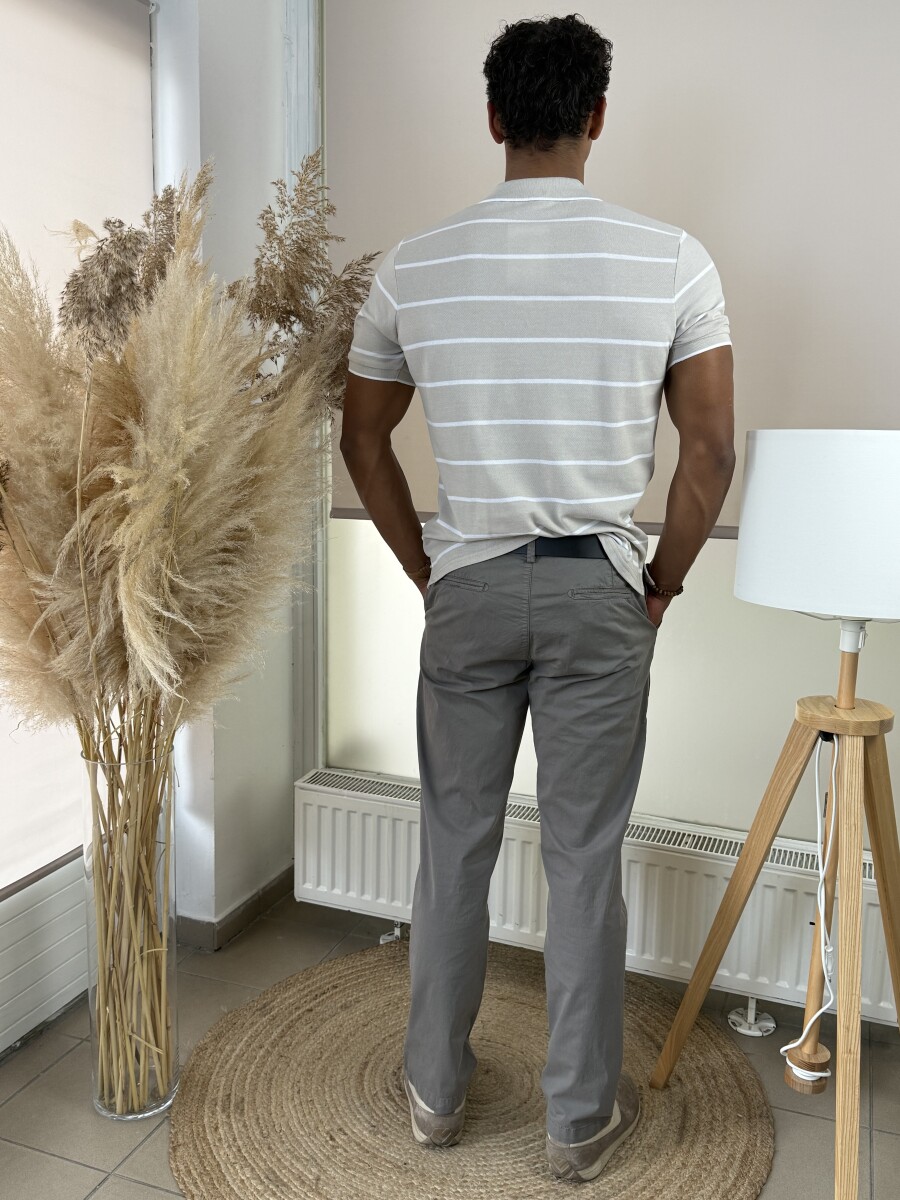 Férfi vászon nadrág - homok - Kép 8