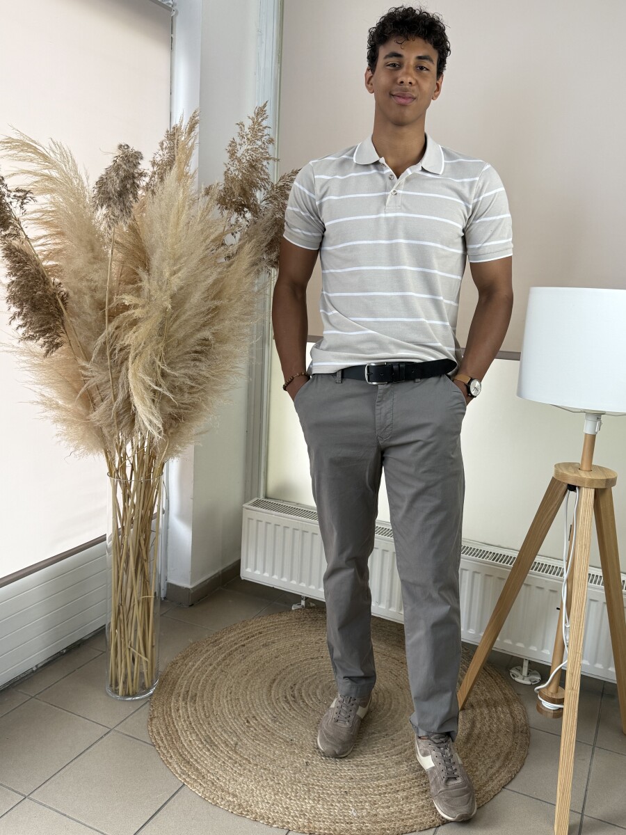 Férfi vászon nadrág - homok - Kép 1