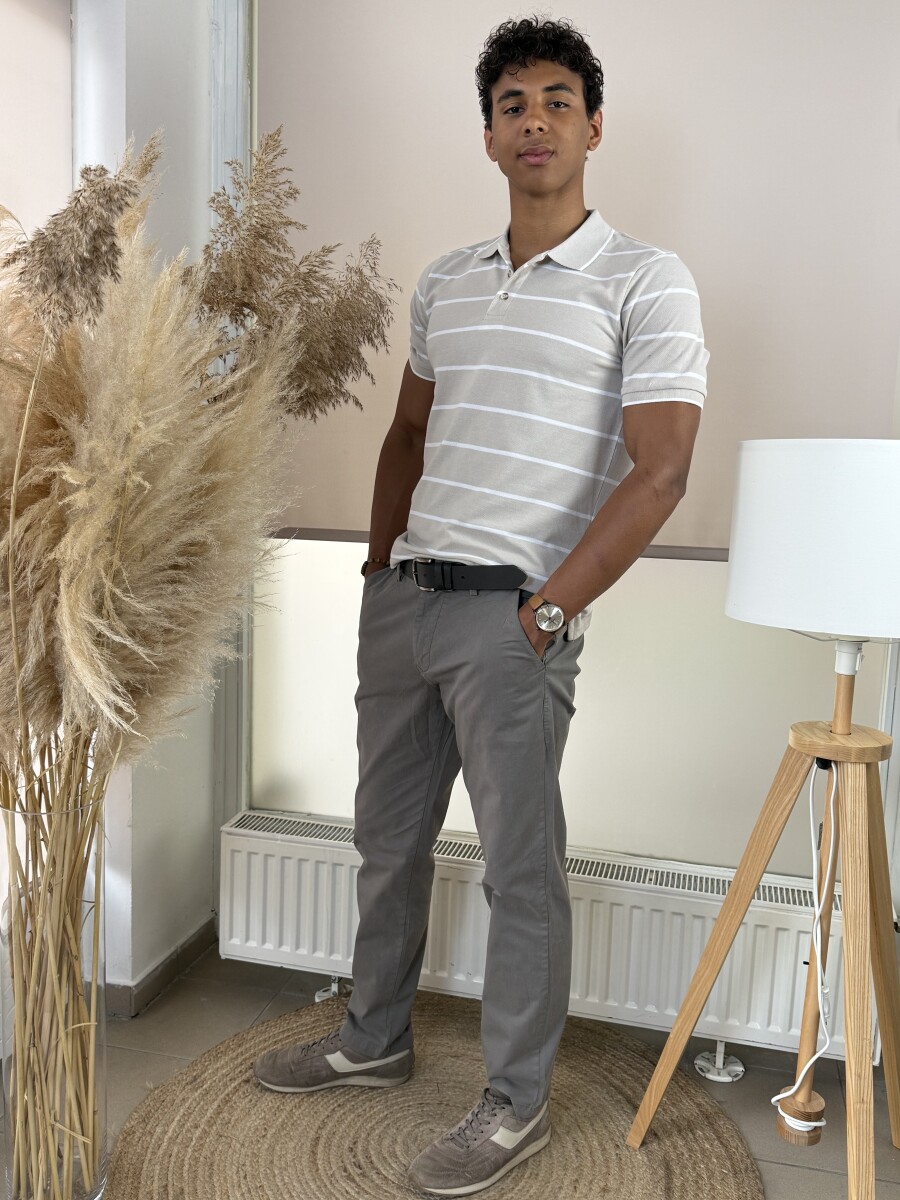 Férfi vászon nadrág - homok - Kép 2